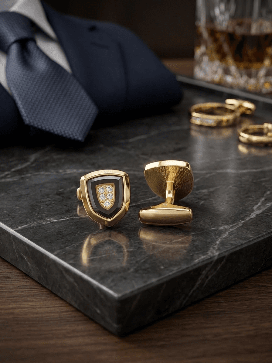 Premium Diamond Cut Onyx Cushion Cufflinks alternate view