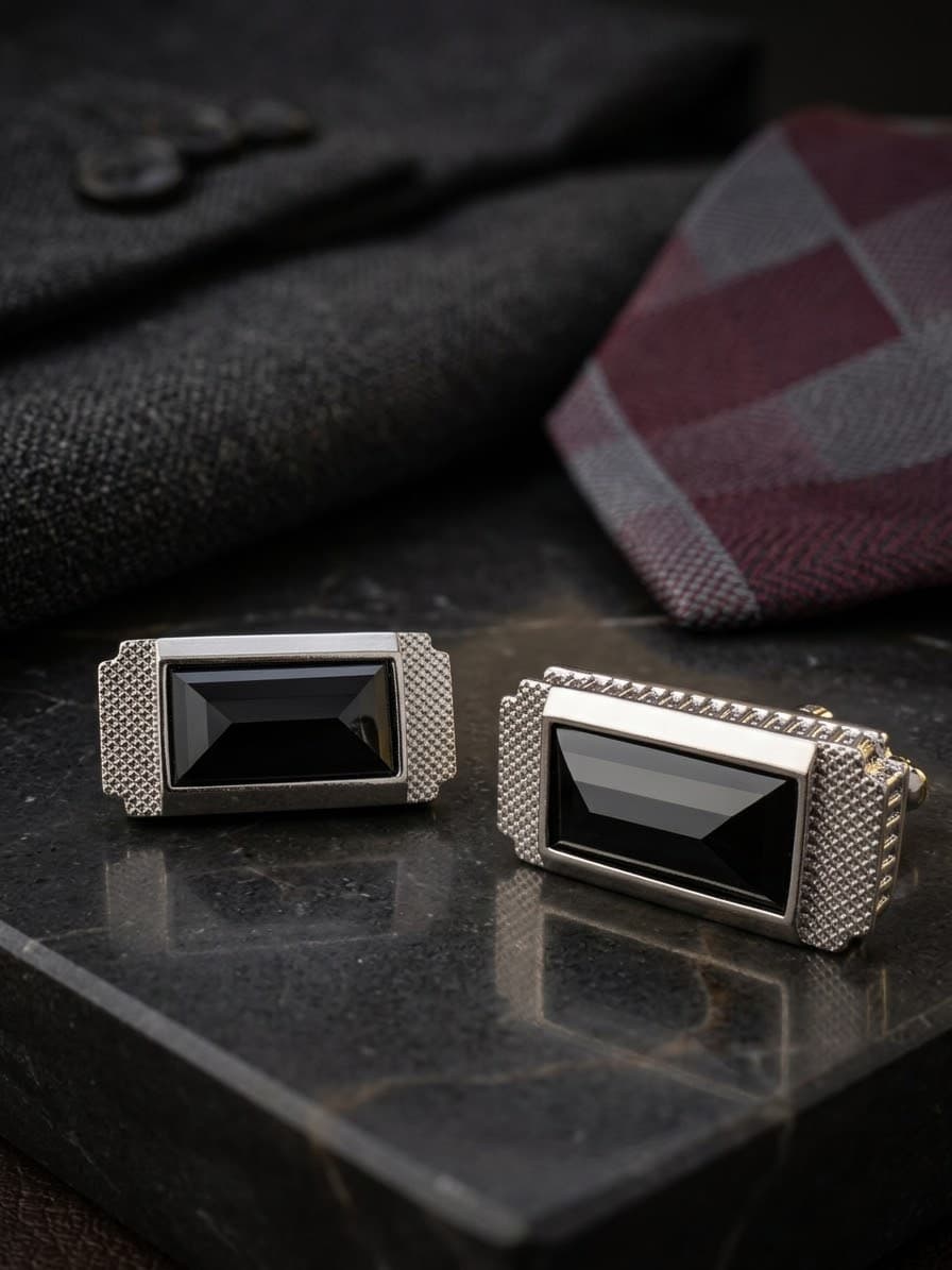 Premium Faceted Gunmetal Cufflinks